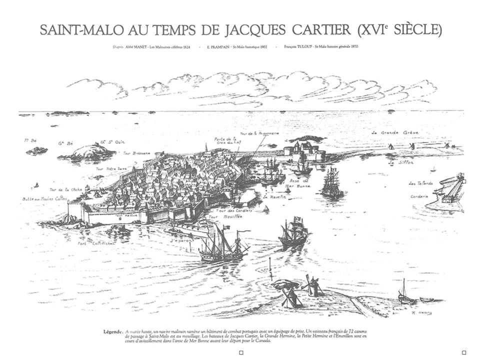 Gravure de Saint-Malo au temps de Jacques Cartier (XVIe siècle)